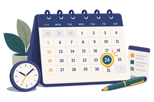 A monthly calendar